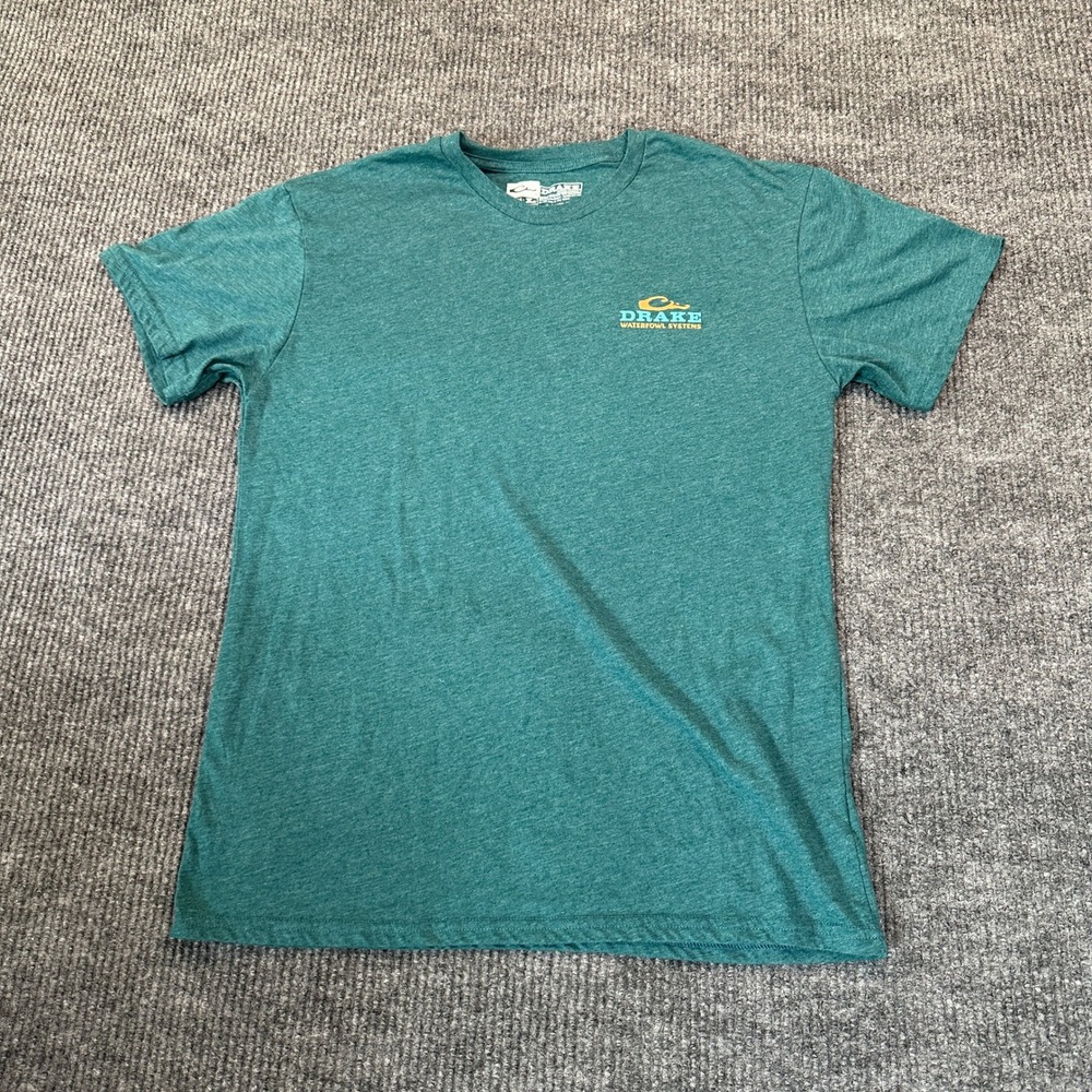 Drake Waterfowl Systems Graphic T-Shirt Large Heather Green Cotton Blend